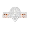 0.95 CT. T.W. Composite Pear-Shaped Diamond Art Deco Bridal Set in 10K Rose Gold