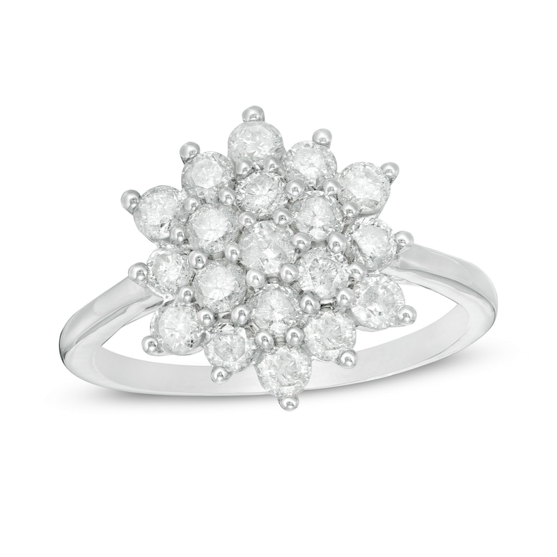 1.23 CT. T.W. Composite Diamond Flower Ring in 10K White Gold