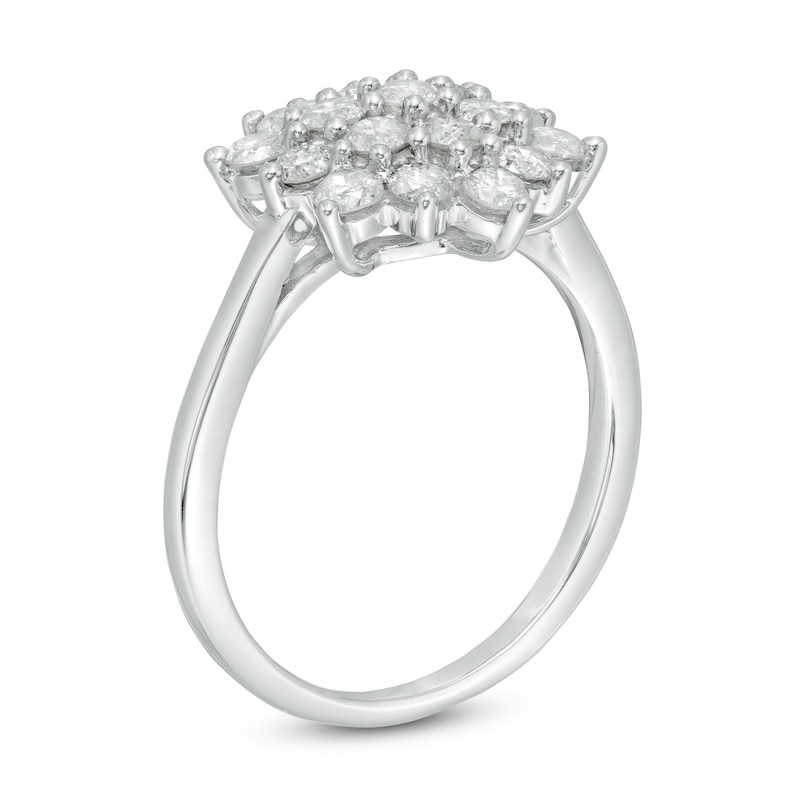 1.23 CT. T.W. Composite Diamond Flower Ring in 10K White Gold