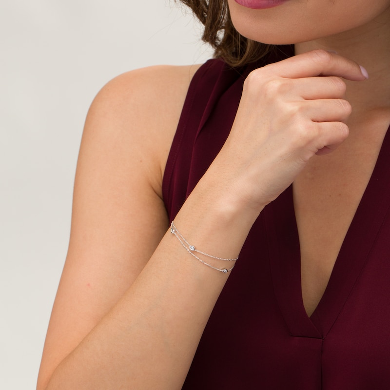 0.23 CT. T.W. Pear-Shaped Diamond Station Double Strand Bracelet in 10K Gold