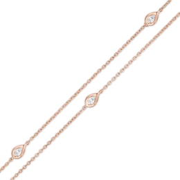 0.23 CT. T.W. Pear-Shaped Diamond Station Double Strand Bracelet in 10K Rose Gold - 7.25&quot;