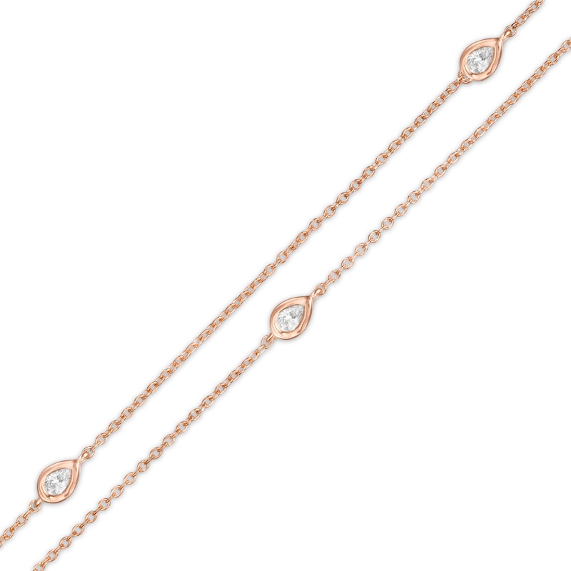 Main Image 1 of 0.23 CT. T.W. Pear-Shaped Diamond Station Double Strand Bracelet in 10K Rose Gold - 7.25"