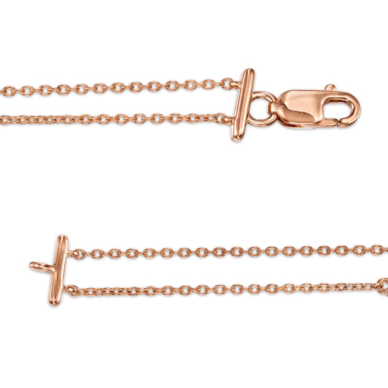 Main Image 3 of 0.23 CT. T.W. Pear-Shaped Diamond Station Double Strand Bracelet in 10K Rose Gold - 7.25"
