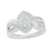 Thumbnail Image 0 of 0.45 CT. T.W. Composite Diamond Tilted Square Crossover Ring in 10K White Gold