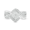 Thumbnail Image 3 of 0.45 CT. T.W. Composite Diamond Tilted Square Crossover Ring in 10K White Gold