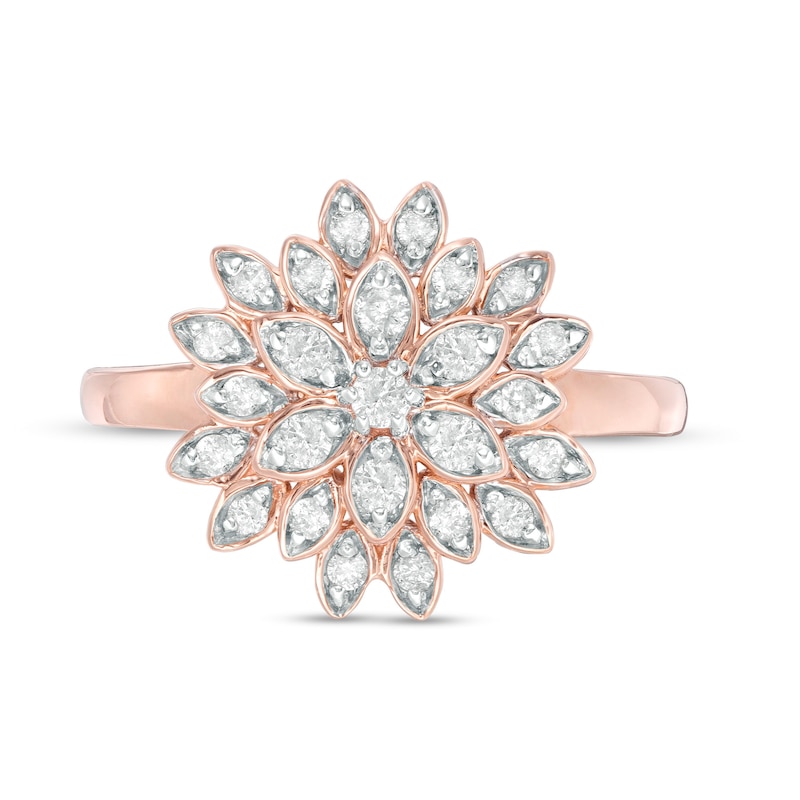 0.37 CT. T.W. Diamond Layered Flower Ring in 10K Rose Gold