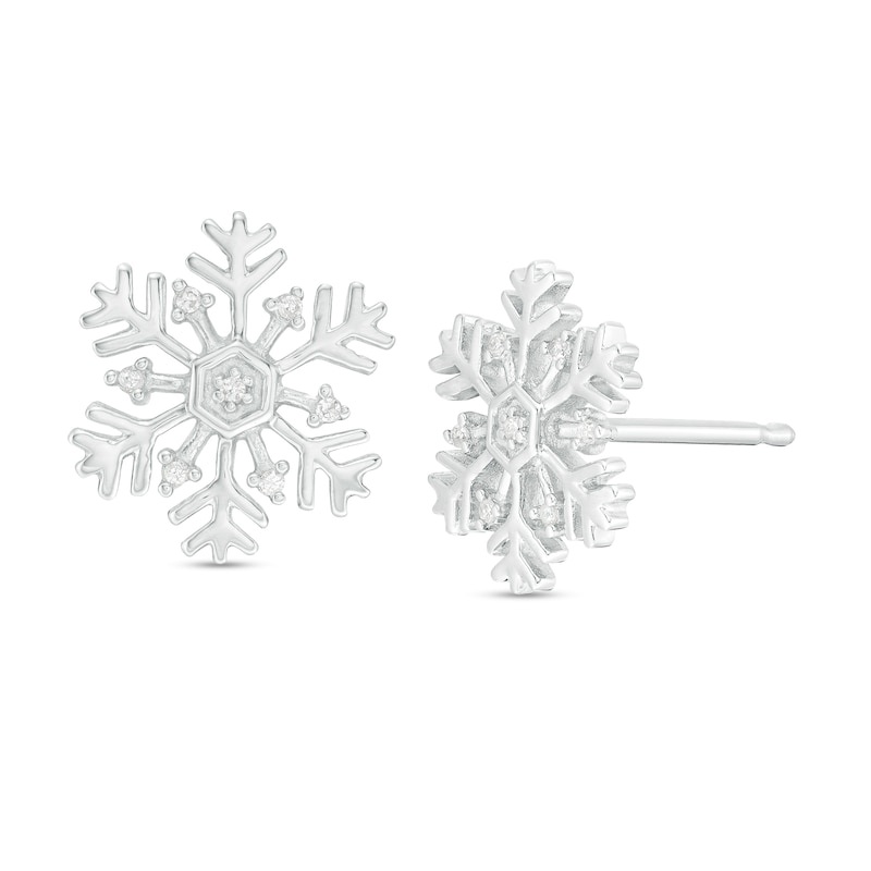 0.05 CT. T.W. Diamond Snowflake Stud Earrings in Sterling Silver|Peoples Jewellers