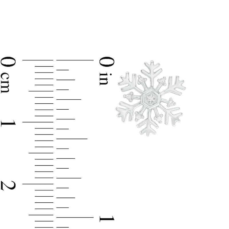 Main Image 3 of 0.05 CT. T.W. Diamond Snowflake Stud Earrings in Sterling Silver