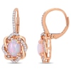 Thumbnail Image 0 of Oval Pink Opal and 0.24 CT. T.W. Diamond Twist Frame Drop Earrings in 10K Rose Gold
