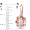 Thumbnail Image 2 of Oval Pink Opal and 0.24 CT. T.W. Diamond Twist Frame Drop Earrings in 10K Rose Gold