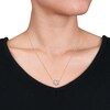 Thumbnail Image 1 of Sideways Oval and 0.08 CT. T.W. Diamond Twist Frame Necklace in 10K Rose Gold - 17"