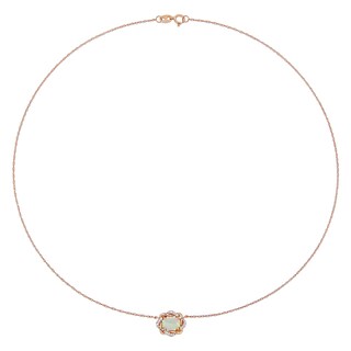 Sideways Oval and 0.08 CT. T.W. Diamond Twist Frame Necklace in 10K Rose Gold - 17"