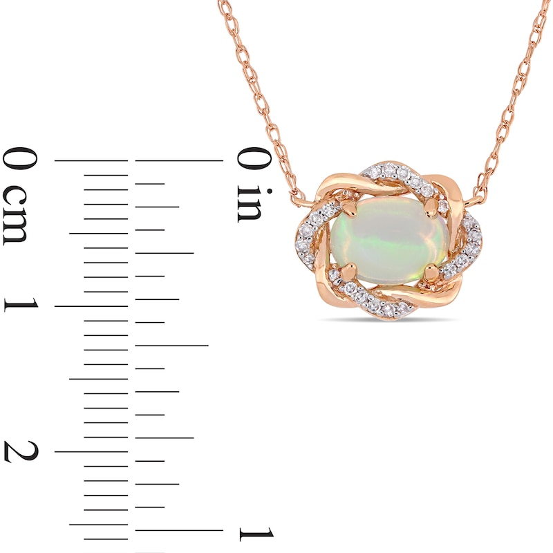 Sideways Oval and 0.08 CT. T.W. Diamond Twist Frame Necklace in 10K Rose Gold - 17"