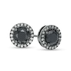 Thumbnail Image 0 of 1.29 CT. T.W. Enhanced Black and White Diamond Frame Stud Earrings in 10K White Gold with Black Rhodium