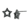 Thumbnail Image 1 of 0.147 CT. T.W. Black Diamond Star Outline Stud Earrings in Sterling Silver with Black Rhodium