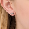 Thumbnail Image 3 of 0.04 CT. T.W. Enhanced Black and White Diamond Bone and Paw Mismatch Stud Earrings in Sterling Silver with Black Rhodium