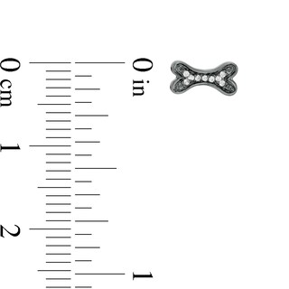 0.04 CT. T.W. Enhanced Black and White Diamond Bone and Paw Mismatch Stud Earrings in Sterling Silver with Black Rhodium