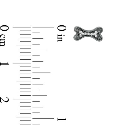 0.04 CT. T.W. Enhanced Black and White Diamond Bone and Paw Mismatch Stud Earrings in Sterling Silver with Black Rhodium