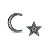 Thumbnail Image 0 of Black and White Diamond Accent Moon and Star Mismatch Stud Earrings in Sterling Silver with Black Rhodium