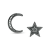 Thumbnail Image 1 of Black and White Diamond Accent Moon and Star Mismatch Stud Earrings in Sterling Silver with Black Rhodium