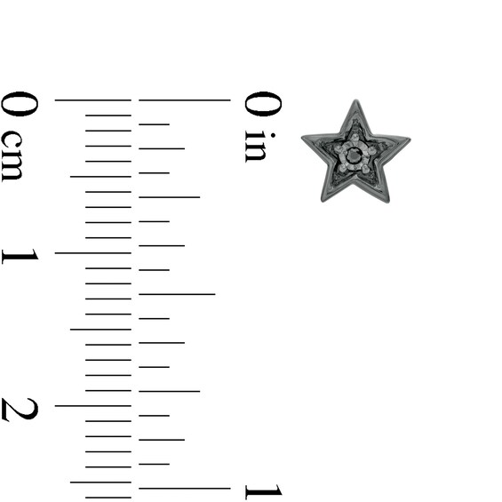 Black and White Diamond Accent Moon and Star Mismatch Stud Earrings in Sterling Silver with Black Rhodium