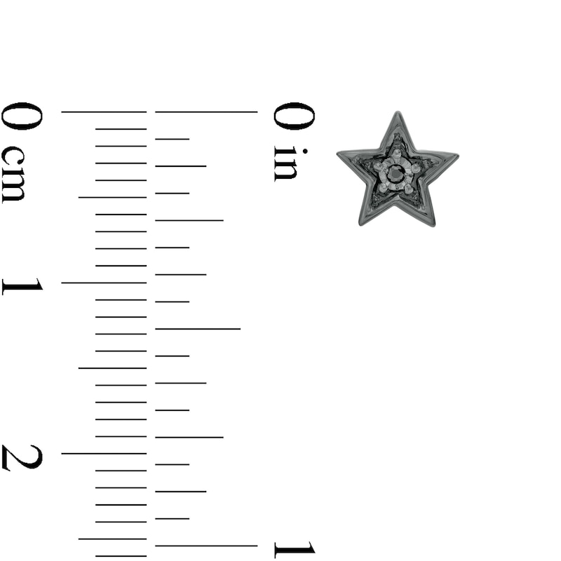 Main Image 4 of Black and White Diamond Accent Moon and Star Mismatch Stud Earrings in Sterling Silver with Black Rhodium