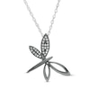 Thumbnail Image 0 of 0.085 CT. T.W. Diamond Tilted Dragonfly Pendant in Sterling Silver and Black Rhodium