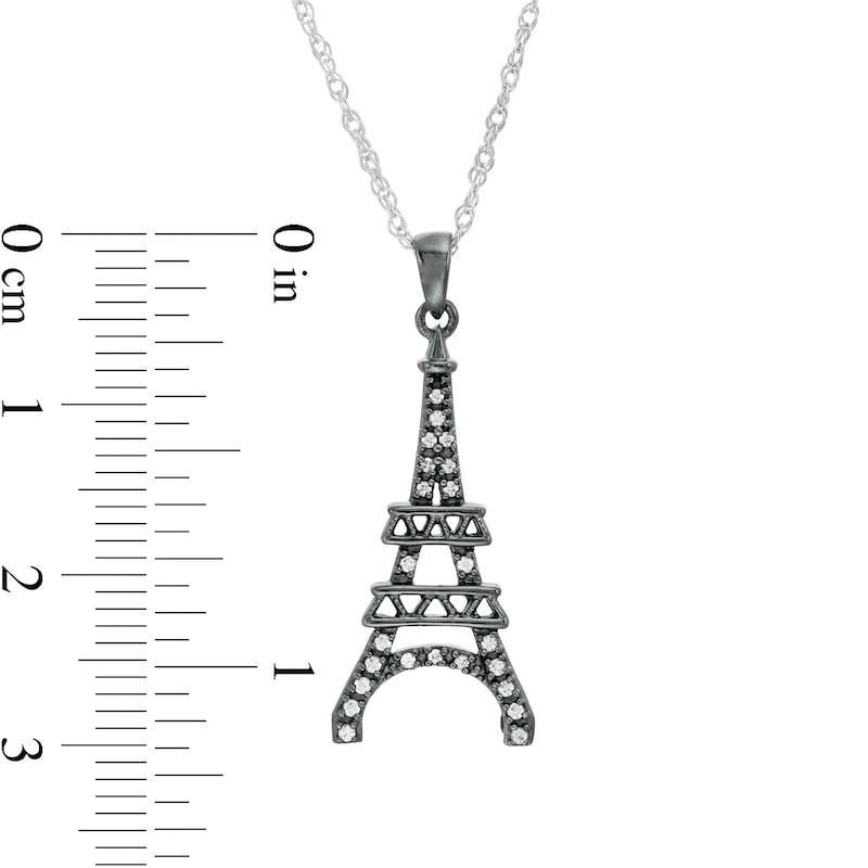 0.085 CT. T.W. Diamond Eiffel Tower Pendant in Sterling Silver and Black Rhodium