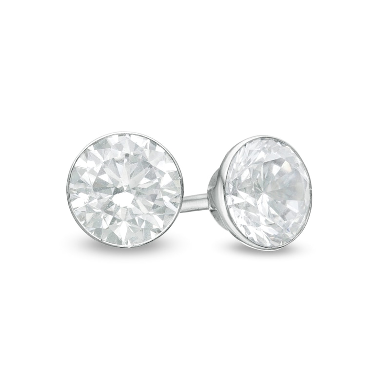 1.00 CT. T.W. Diamond Solitaire Stud Earrings in 14K White Gold|Peoples Jewellers
