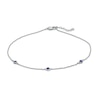 Thumbnail Image 1 of Bezel-Set Lab-Created Blue Sapphire Three Stone Station Anklet in Sterling Silver - 10"