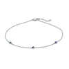 Thumbnail Image 0 of Bezel-Set Lab-Created Blue Sapphire Three Stone Station Anklet in Sterling Silver - 10"