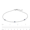 Thumbnail Image 2 of Bezel-Set Lab-Created Blue Sapphire Three Stone Station Anklet in Sterling Silver - 10"