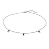Thumbnail Image 1 of Baguette Lab-Created Blue Sapphire Three Stone Charm Station Anklet in Sterling Silver - 10"