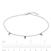 Thumbnail Image 3 of Baguette Lab-Created Blue Sapphire Three Stone Charm Station Anklet in Sterling Silver - 10"