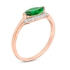 Thumbnail Image 2 of Sideways Marquise Lab-Created Emerald and White Sapphire Curved Halo Ring in Sterling Silver with 14K Rose Gold Plate