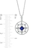 Thumbnail Image 2 of Princess-Cut Lab-Created Blue Sapphire and Diamond Accent Clover Circle Frame Vintage-Style Pendant in Sterling Silver