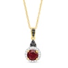 Thumbnail Image 1 of 6.0mm Garnet; Lab-Created White Sapphire and 0.065 CT. T.W. Black Diamond Pendant in Sterling Silver and 14K GP