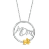 Thumbnail Image 1 of Cursive "Mom" and Paw Print Circle Frame Pendant in Sterling Silver and 10K Gold