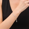 Graduating Bezel-Set Lab-Created White Sapphire Bolo Bracelet in Sterling Silver - 9.5"