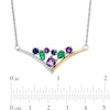 Thumbnail Image 2 of Multi-Gemstone and Lab-Created White Sapphire Triangle Cluster Chevron Necklace in Sterling Silver and 10K Gold