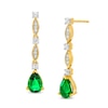 Thumbnail Image 0 of Pear-Shaped Lab-Created Emerald and White Sapphire Marquise Frame Drop Earrings in Sterling Silver with 14K Gold Plate