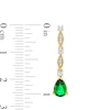 Pear-Shaped Lab-Created Emerald and White Sapphire Marquise Frame Drop Earrings in Sterling Silver with 14K Gold Plate