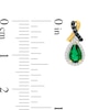 Thumbnail Image 3 of Lab-Created Emerald and 0.116 CT. T.W. Enhanced Black and White Diamond Drop Earrings in Sterling Silver with 14K GP