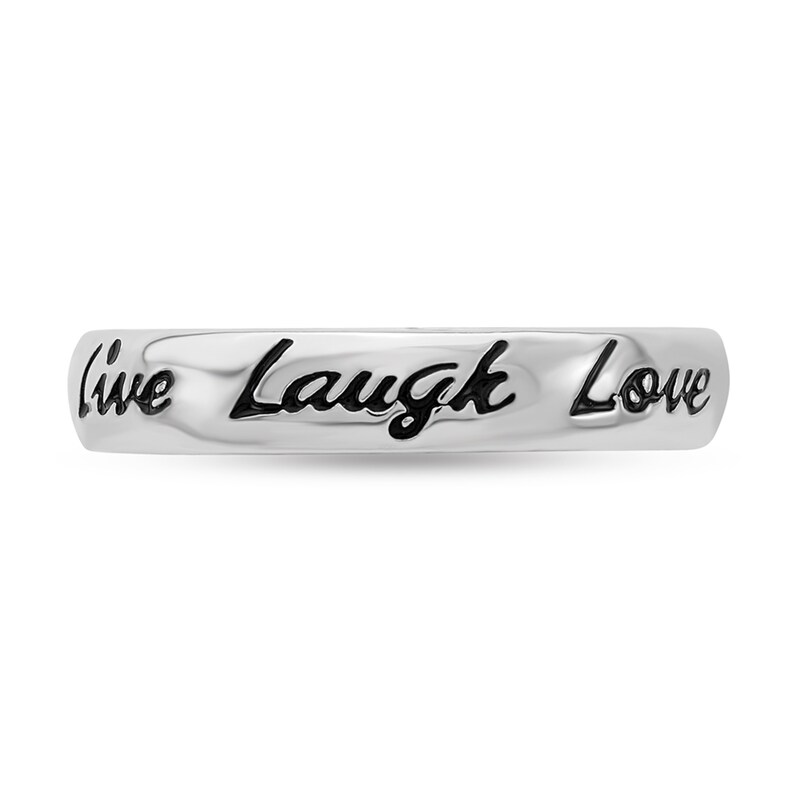 Main Image 2 of Stackable Expressions™ 4.0mm Black Enamel "Live Laugh Love" Ring in Sterling Silver