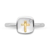 Thumbnail Image 2 of Stackable Expressions™ Diamond Accent Cross Cushion Signet Ring in Sterling Silver and 14K Gold