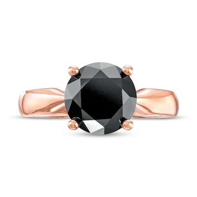 3.00 CT. Black Diamond Solitaire Engagement Ring in 10K Rose Gold
