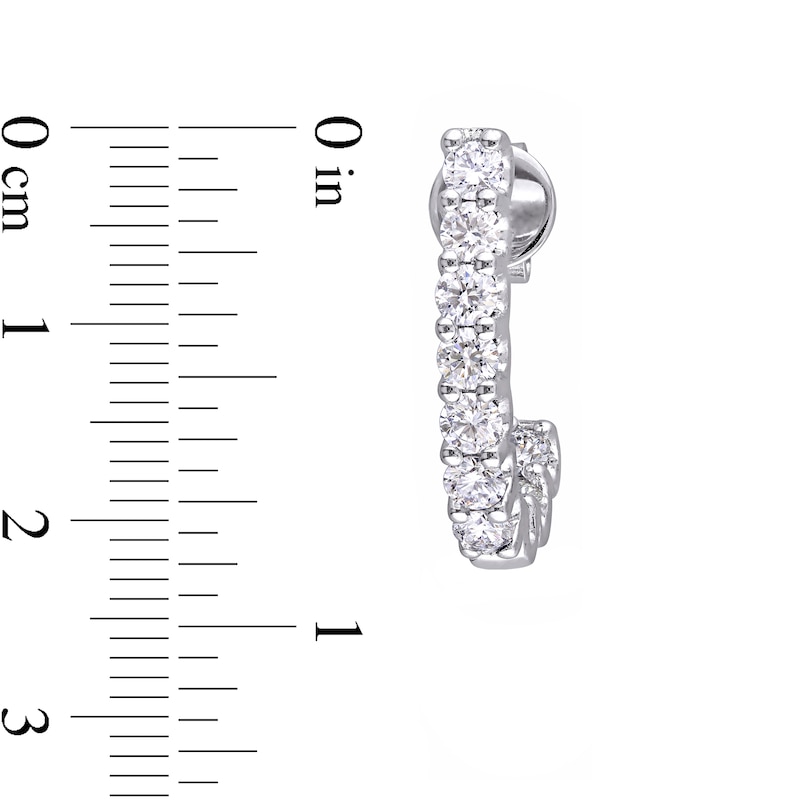 Main Image 3 of 1.00 CT. T.W. Diamond J-Hoop Earrings in 14K White Gold (H/SI2)