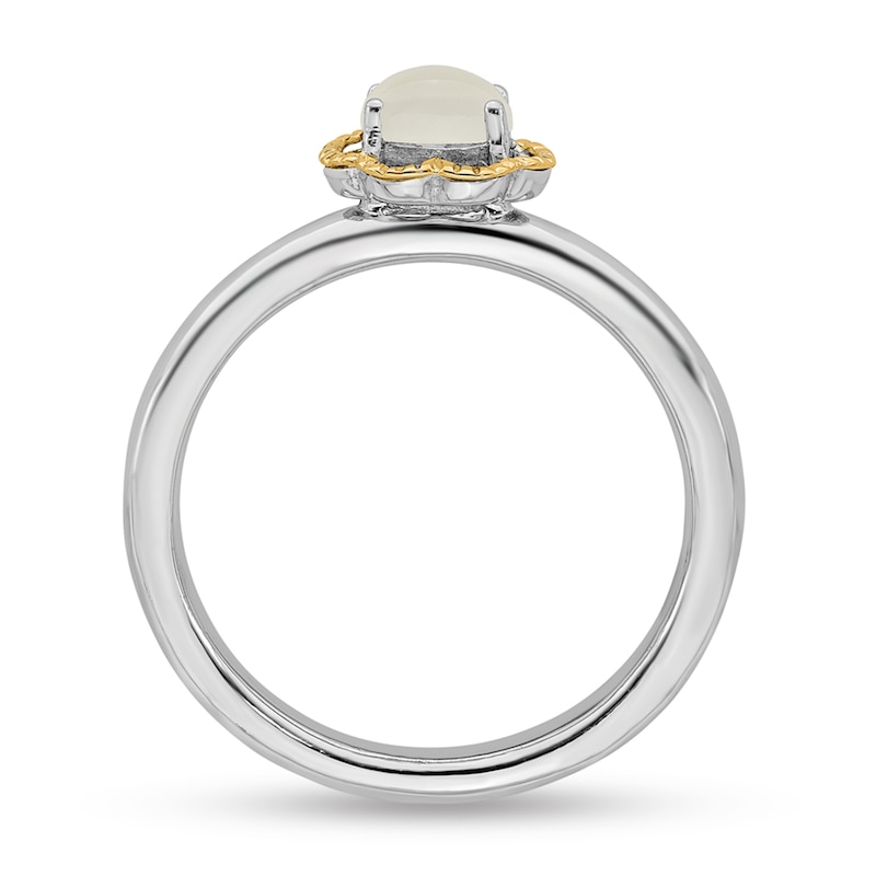 Main Image 3 of Stackable Expressions™ Oval Moonstone Scallop Frame Ring in Sterling Silver and 14K Gold