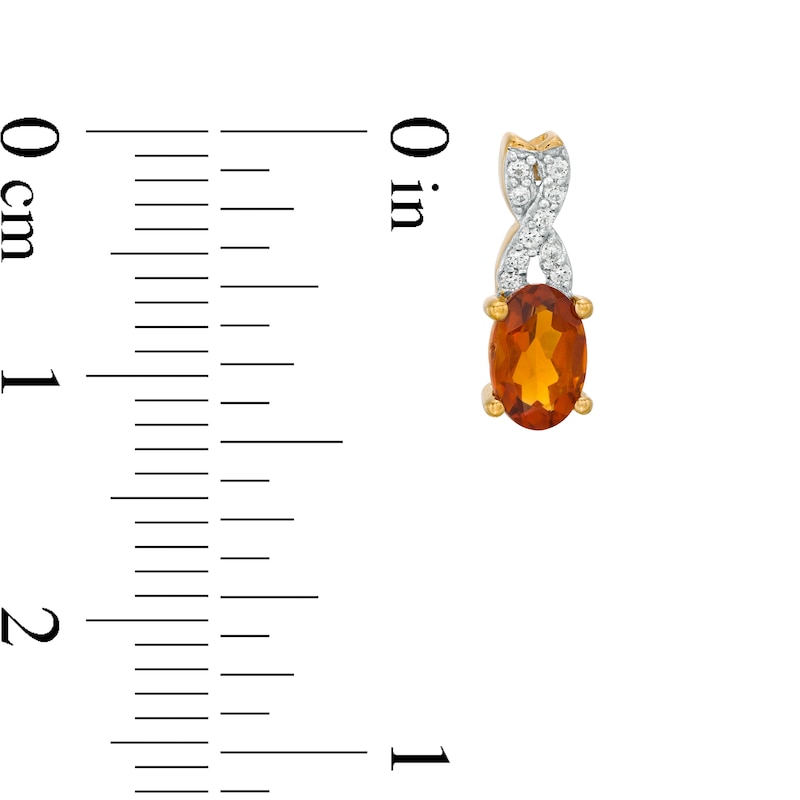 Oval Madeira Citrine and 0.08 CT. T.W. Diamond "X" Drop Earrings in 10K Gold