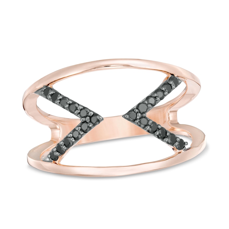 0.18 CT. T.W. Black Diamond Double Arrow Open Shank Ring in 10K Rose Gold|Peoples Jewellers